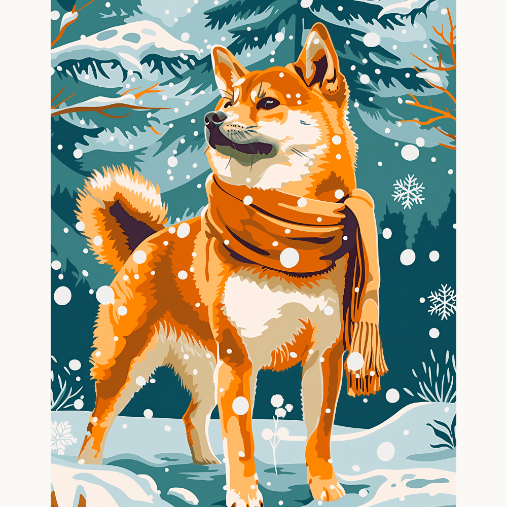 Scarf Shiba - Number Artist Diamond Painting Kits