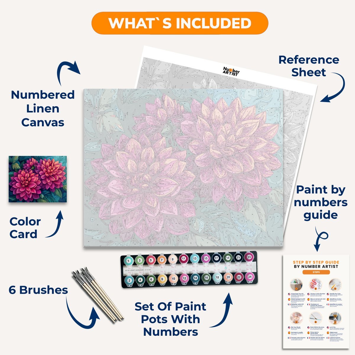 Scarlet Dahlias - Number Artist Diamond Painting Kits