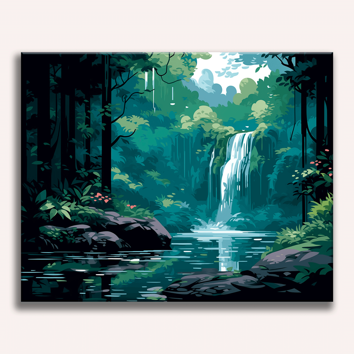 Secluded Waterfall - Number Artist Diamond Painting Kits