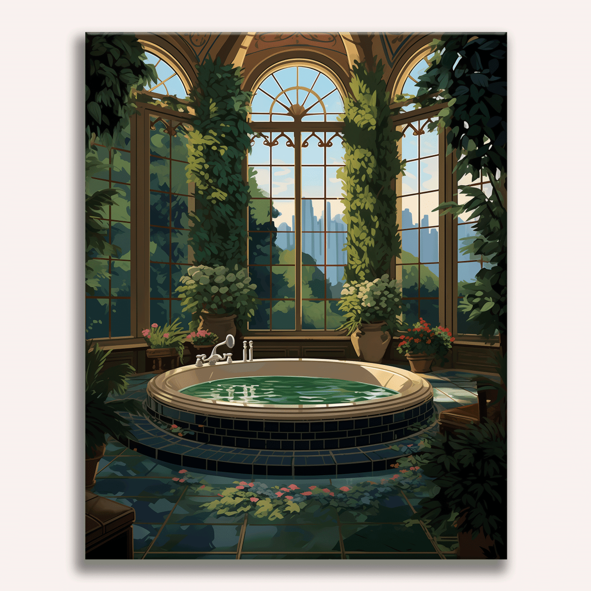 Serene Floral Bathroom - Number Artist Diamond Painting Kits