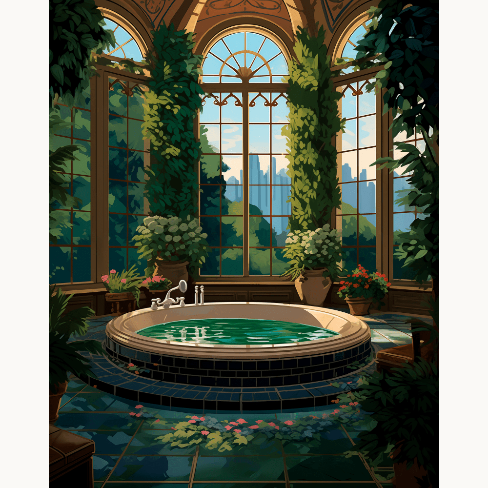 Serene Floral Bathroom - Number Artist Diamond Painting Kits
