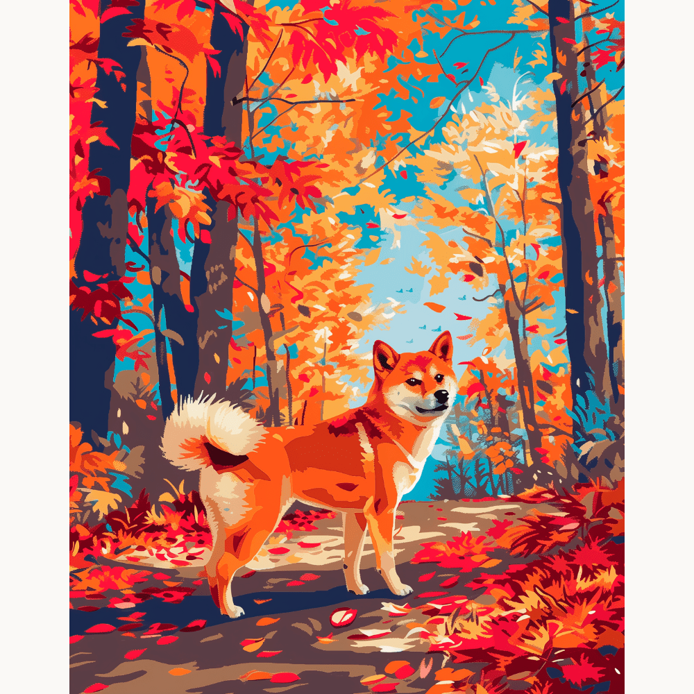 Shiba in Fall - Number Artist Diamond Painting Kits