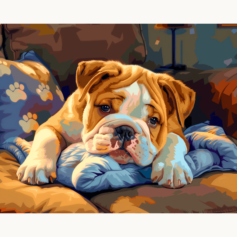 Sleepy Bulldog - Number Artist Diamond Painting Kits