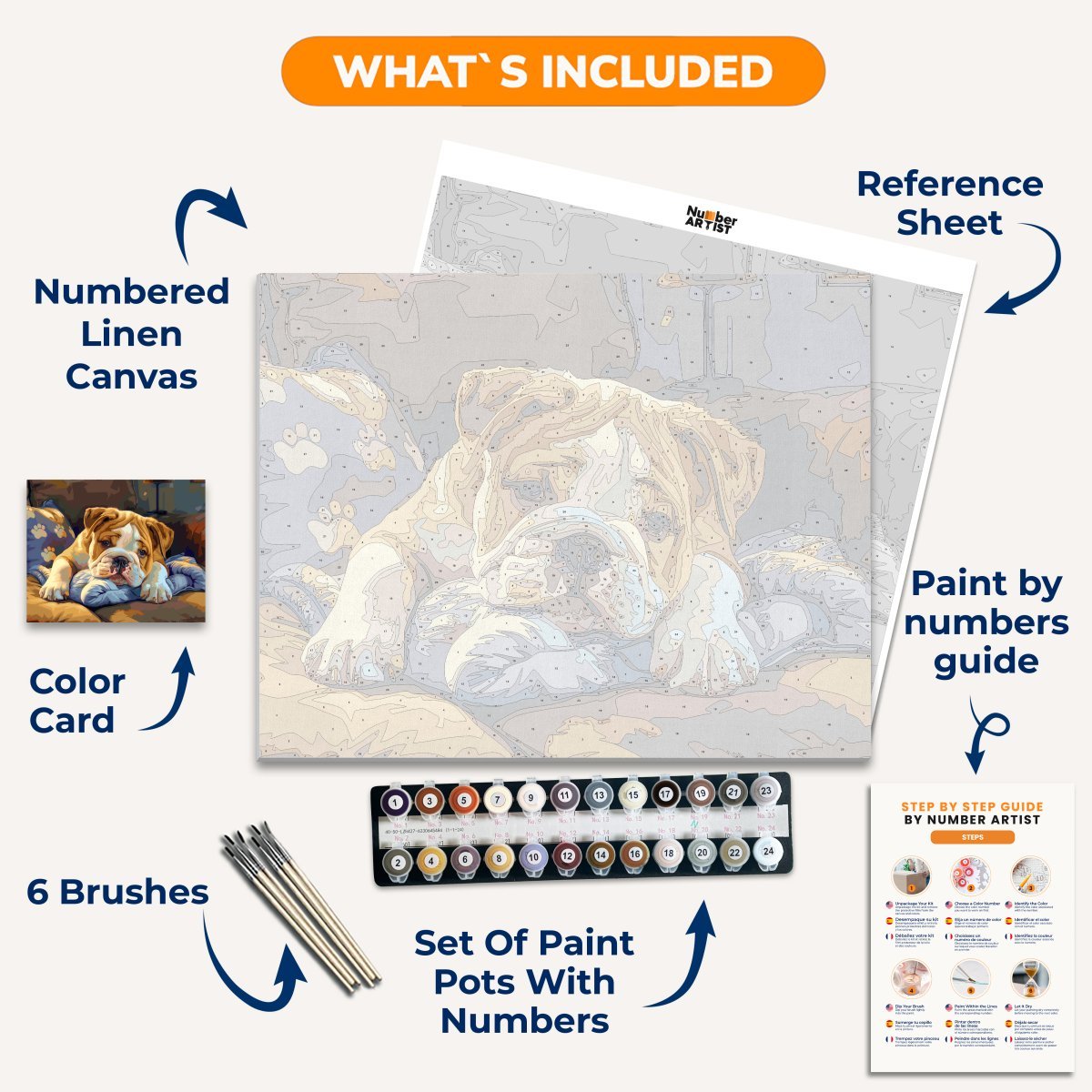 Sleepy Bulldog - Number Artist Diamond Painting Kits