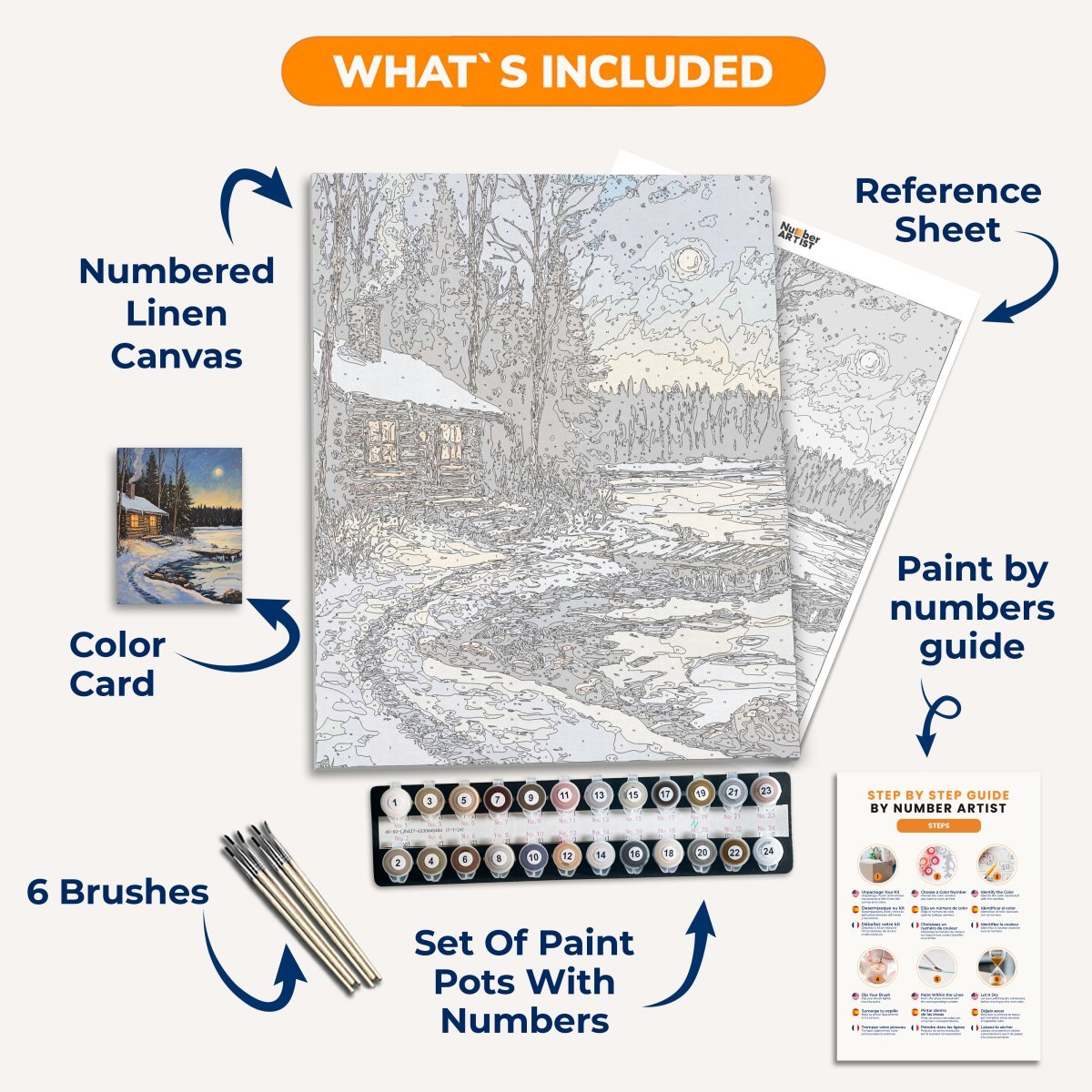 Snow Cabin NIght - Number Artist Diamond Painting Kits