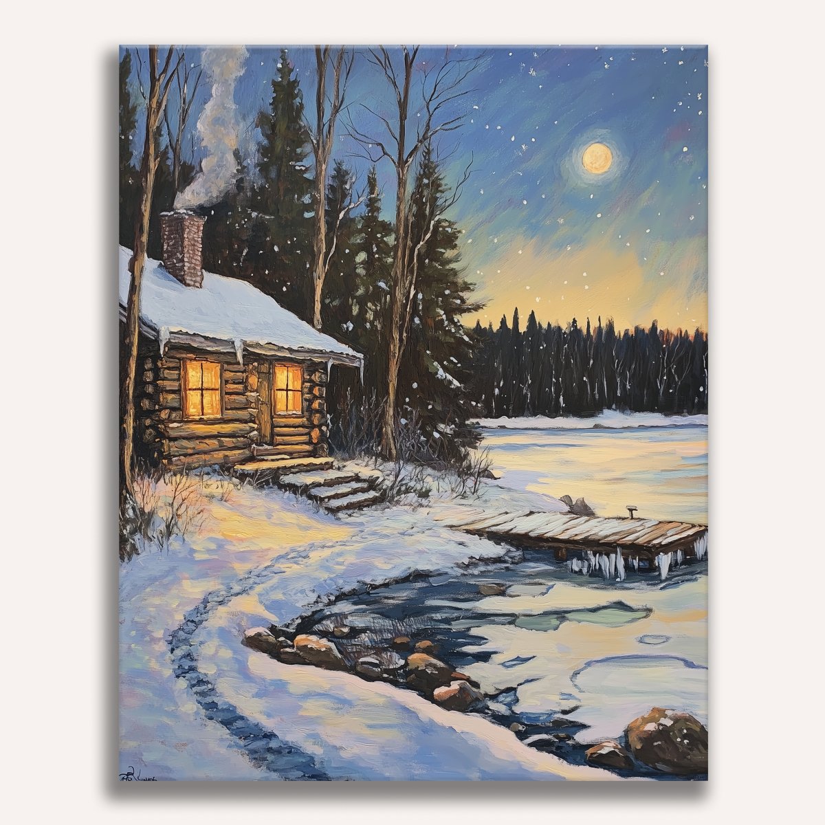 Snow Cabin NIght - Number Artist Diamond Painting Kits