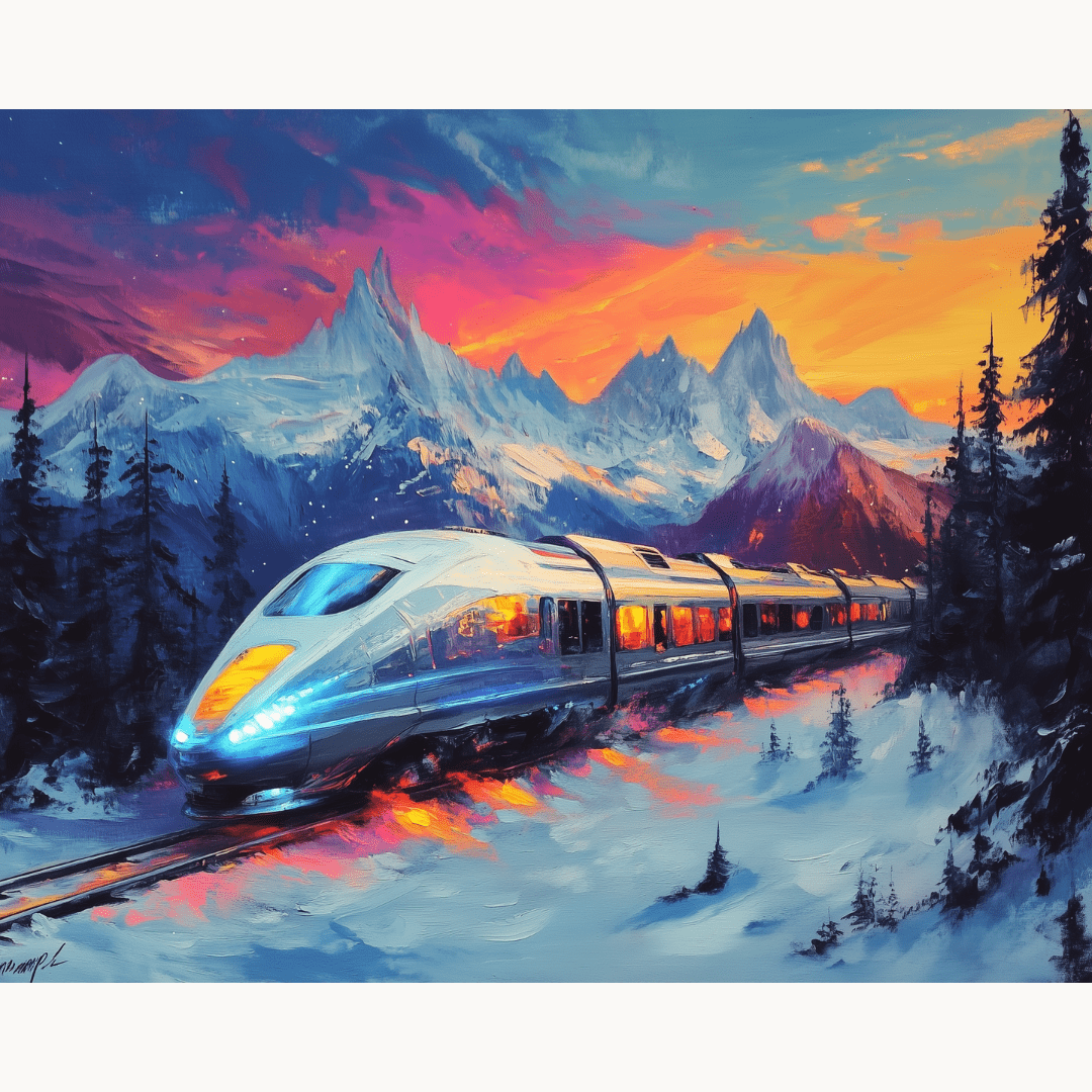 Snow Racing Train - Number Artist Diamond Painting Kits