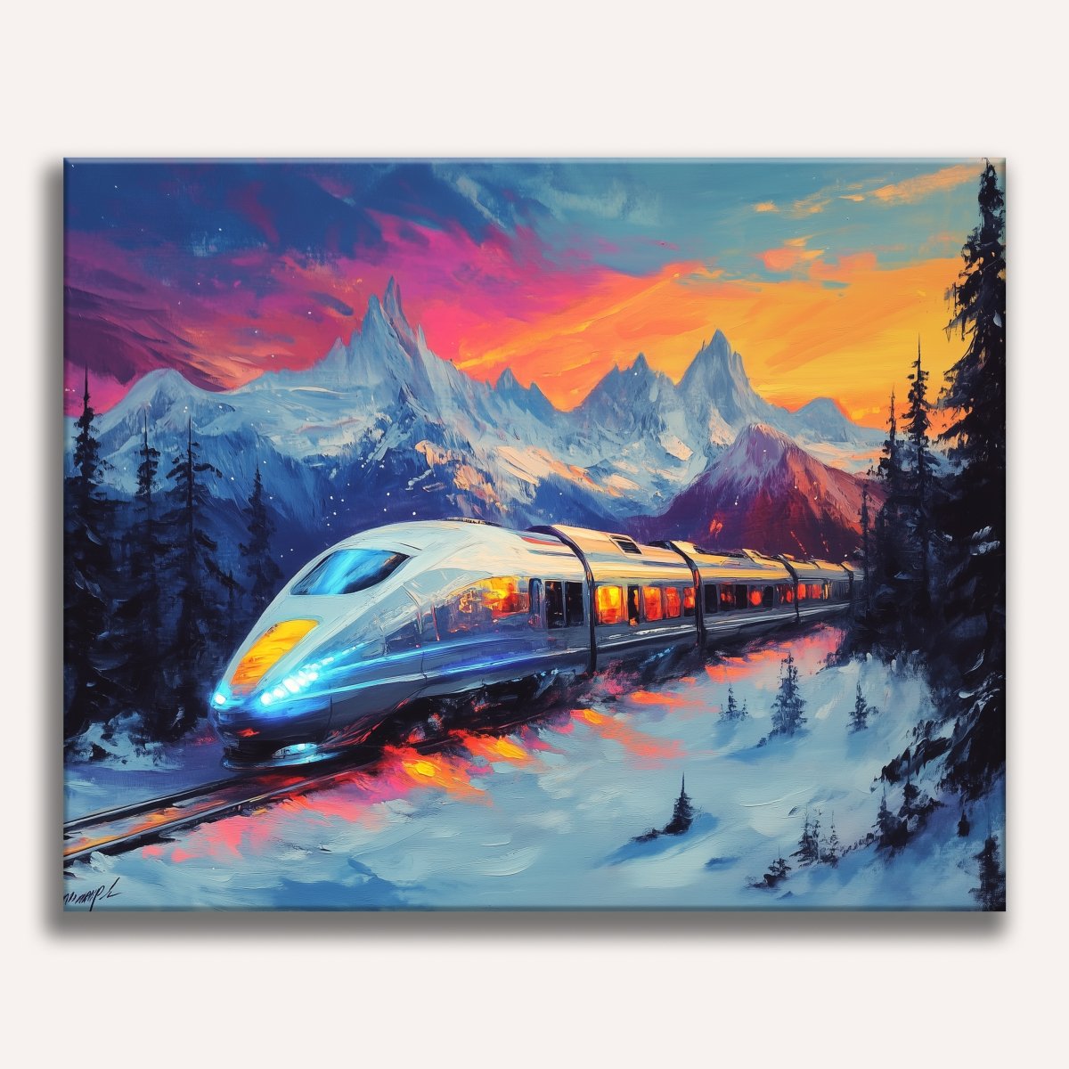 Snow Racing Train - Number Artist Diamond Painting Kits
