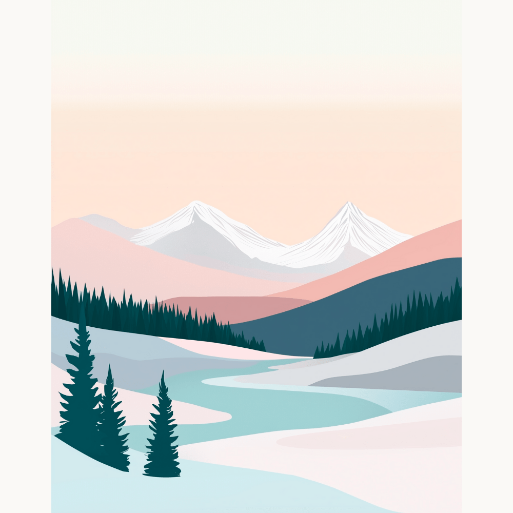 Snowy Mountains - Number Artist Diamond Painting Kits
