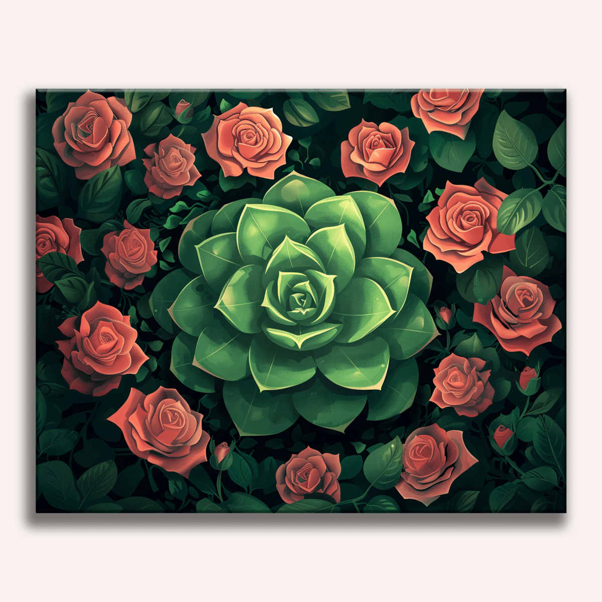 Plantes succulentes et roses