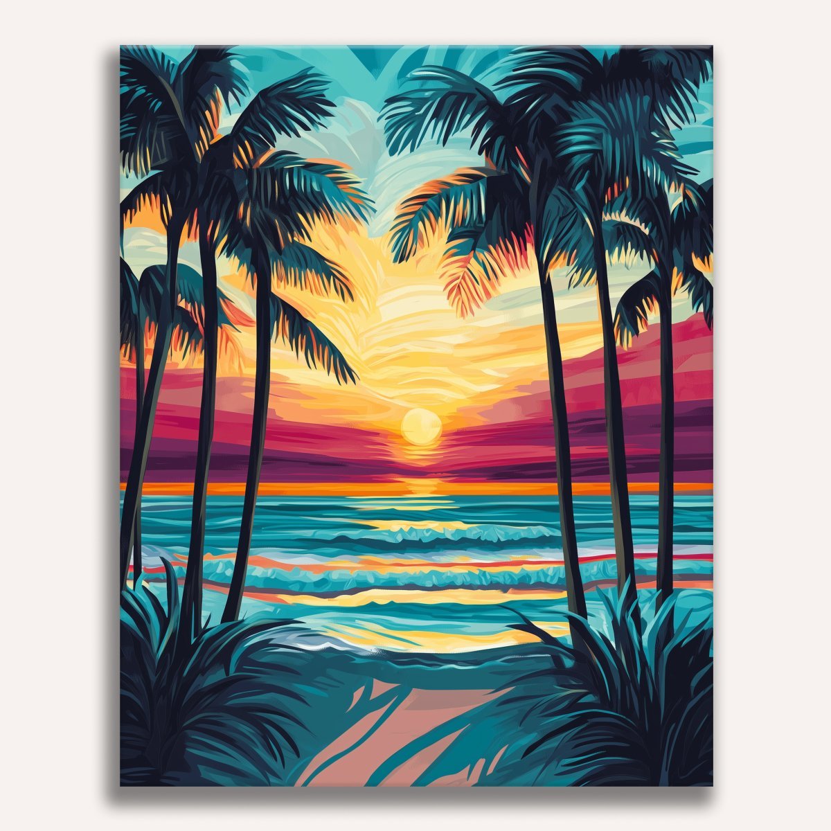 Sunlit Island Palms - Number Artist Diamond Painting Kits