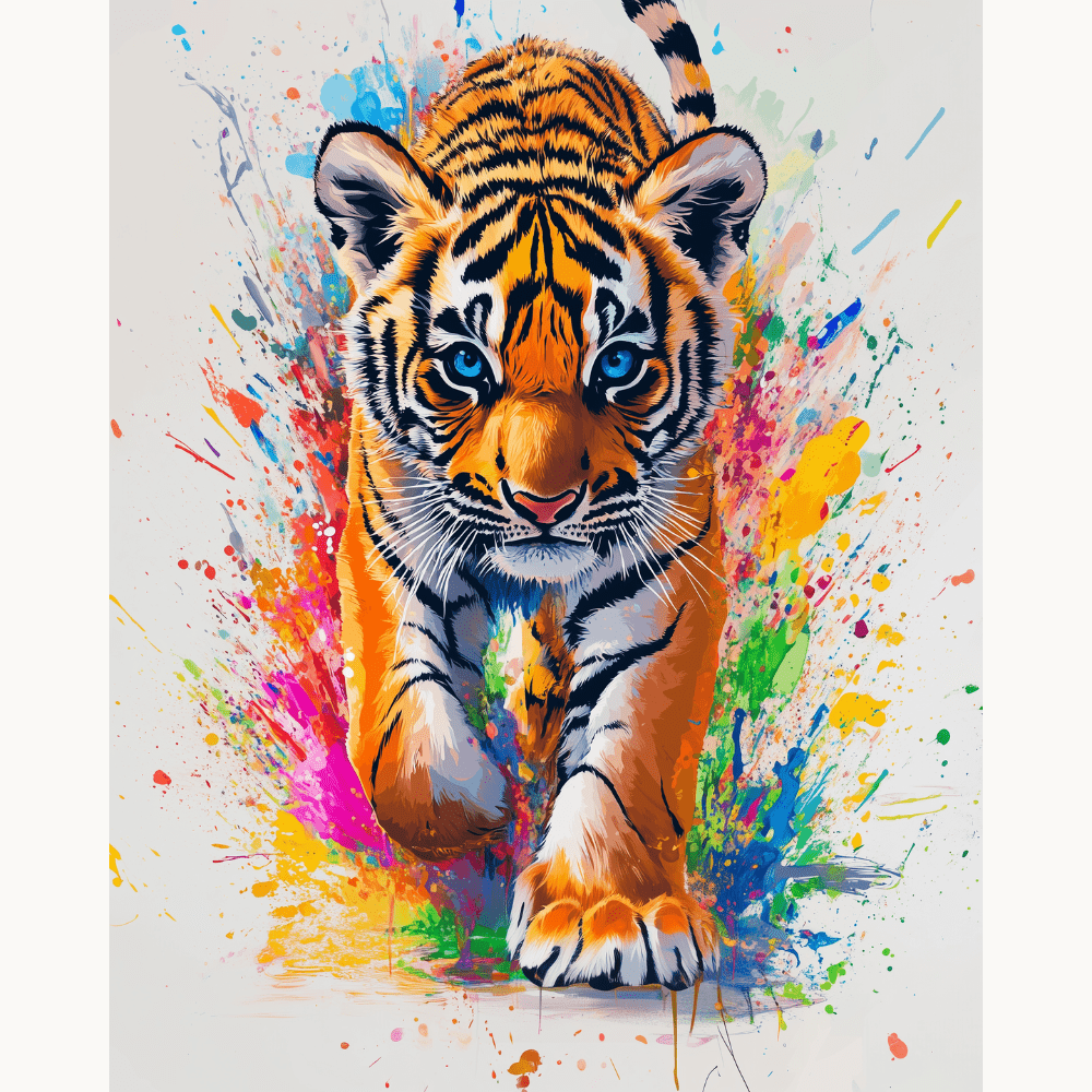 Tiger Cub Splash - Number Artist Diamond Painting Kits