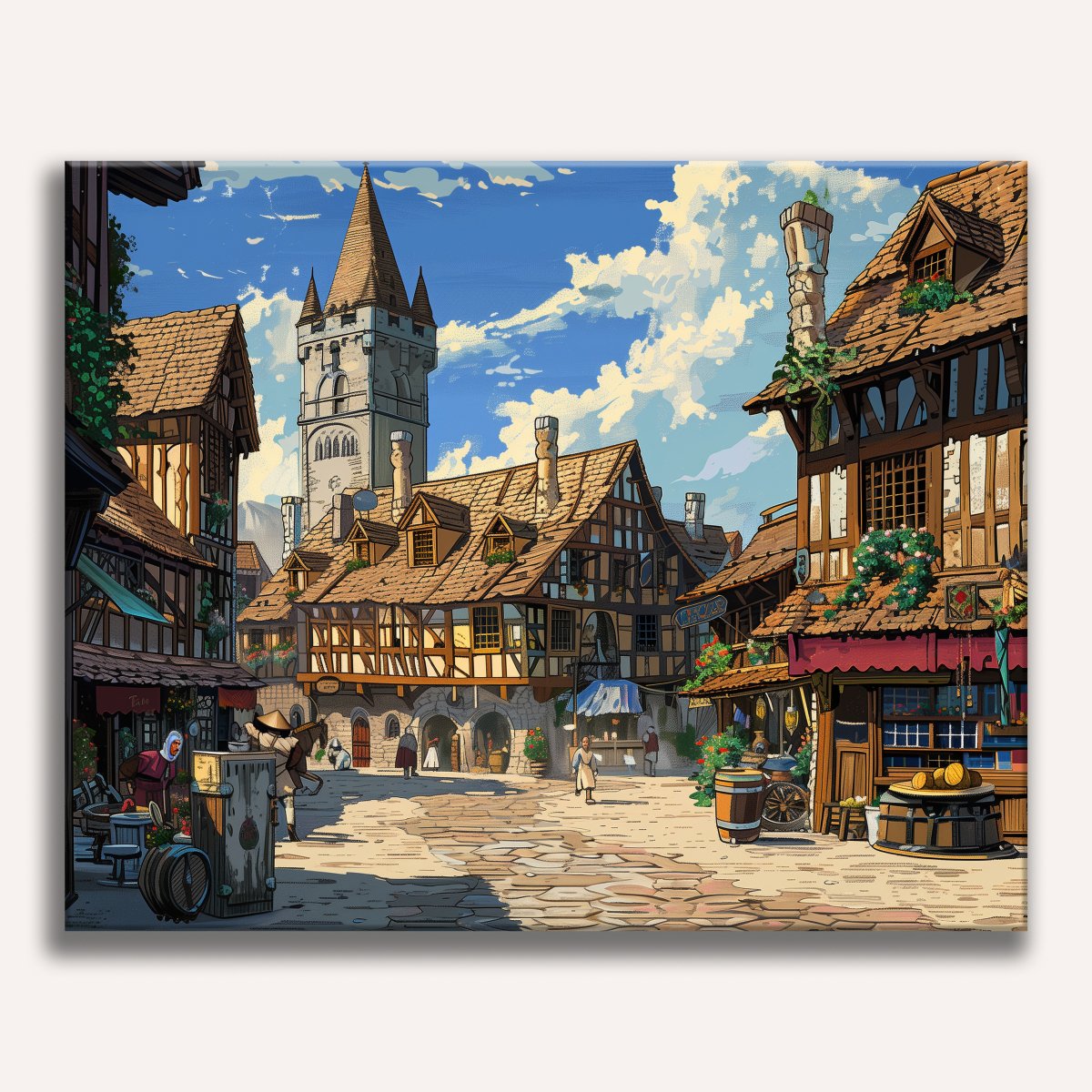 Medieval Town Plaza - Number Artist Paint By Numbers Kits