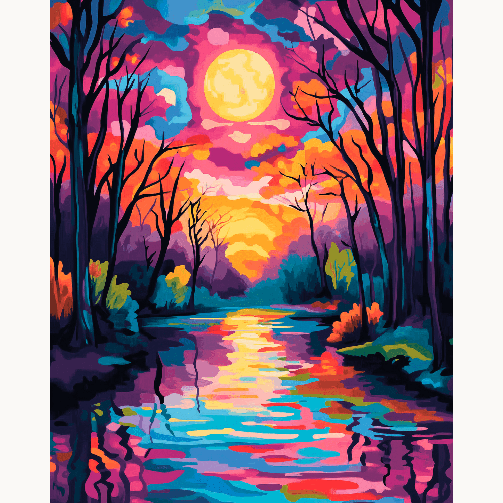Tranquil Colored Lake - Number Artist Diamond Painting Kits