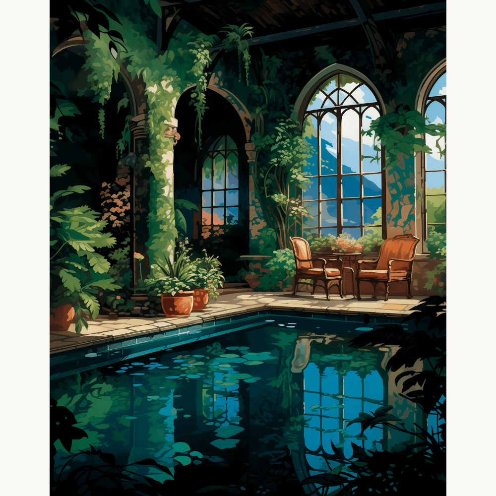 Verdant Indoor Pool - Number Artist Diamond Painting Kits