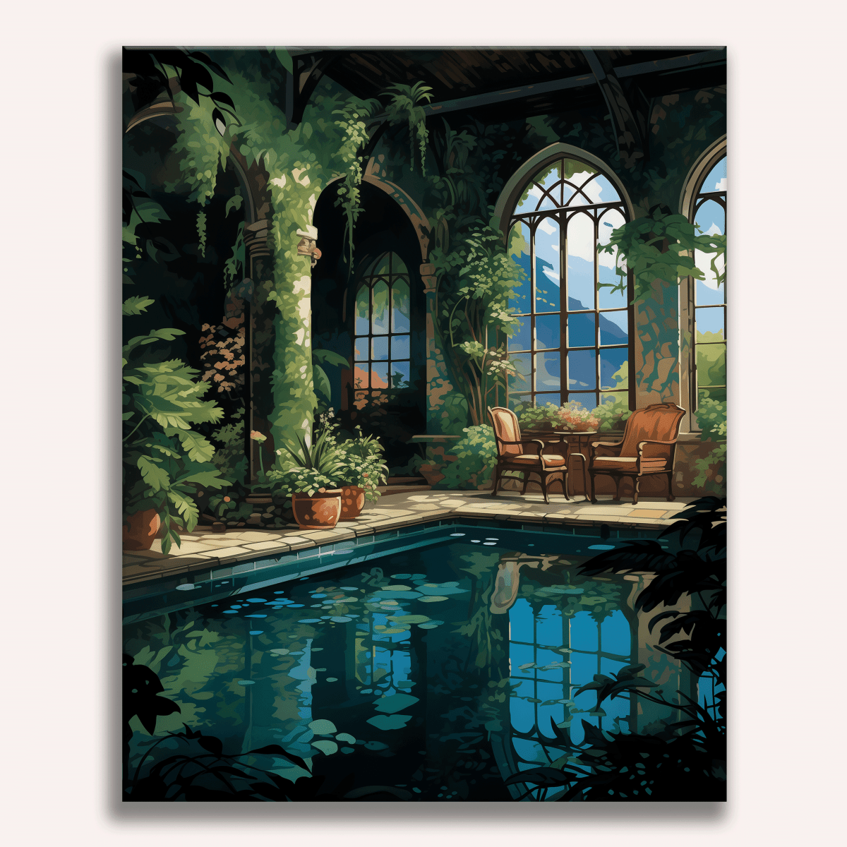 Verdant Indoor Pool - Number Artist Diamond Painting Kits