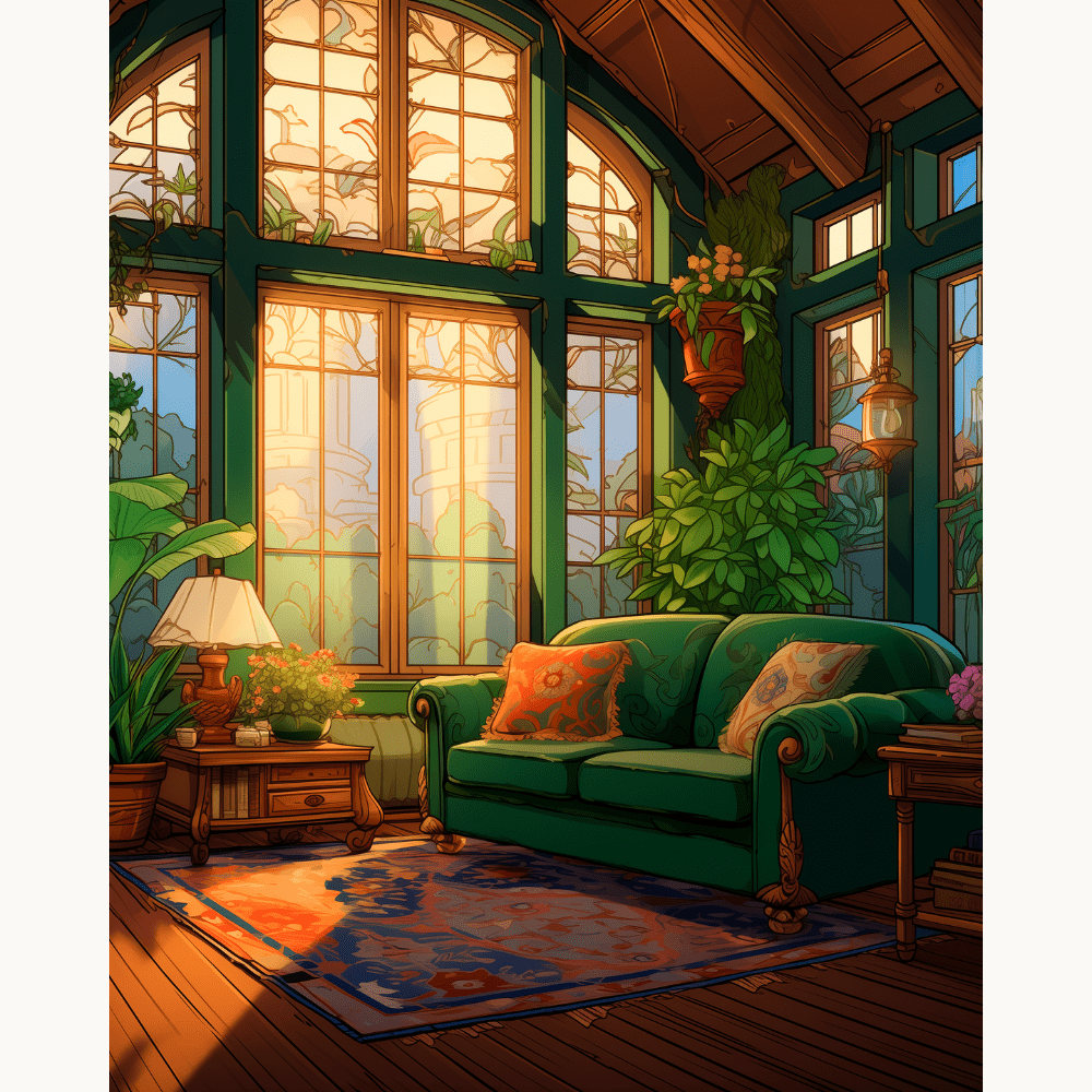 Verdant Living Room - Number Artist Diamond Painting Kits