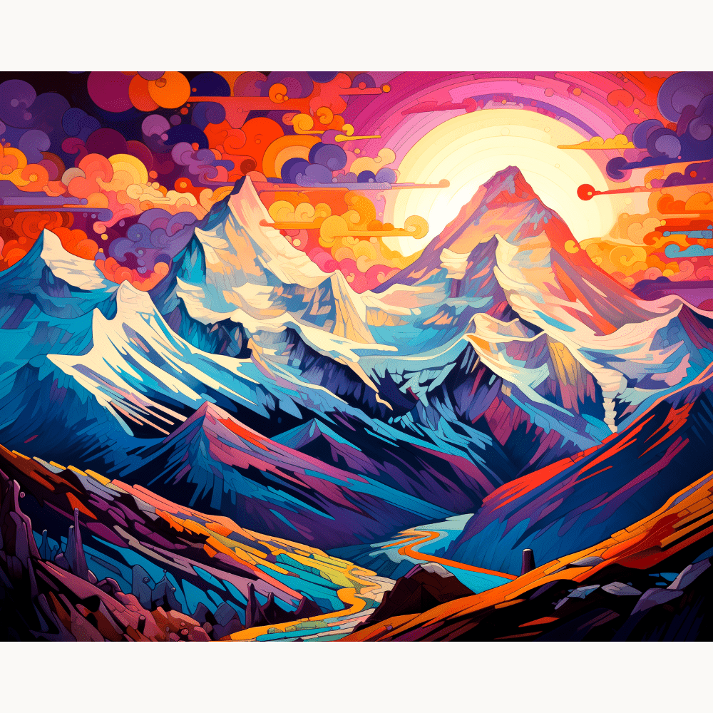 Vibrant Mountain Chain - Number Artist Diamond Painting Kits