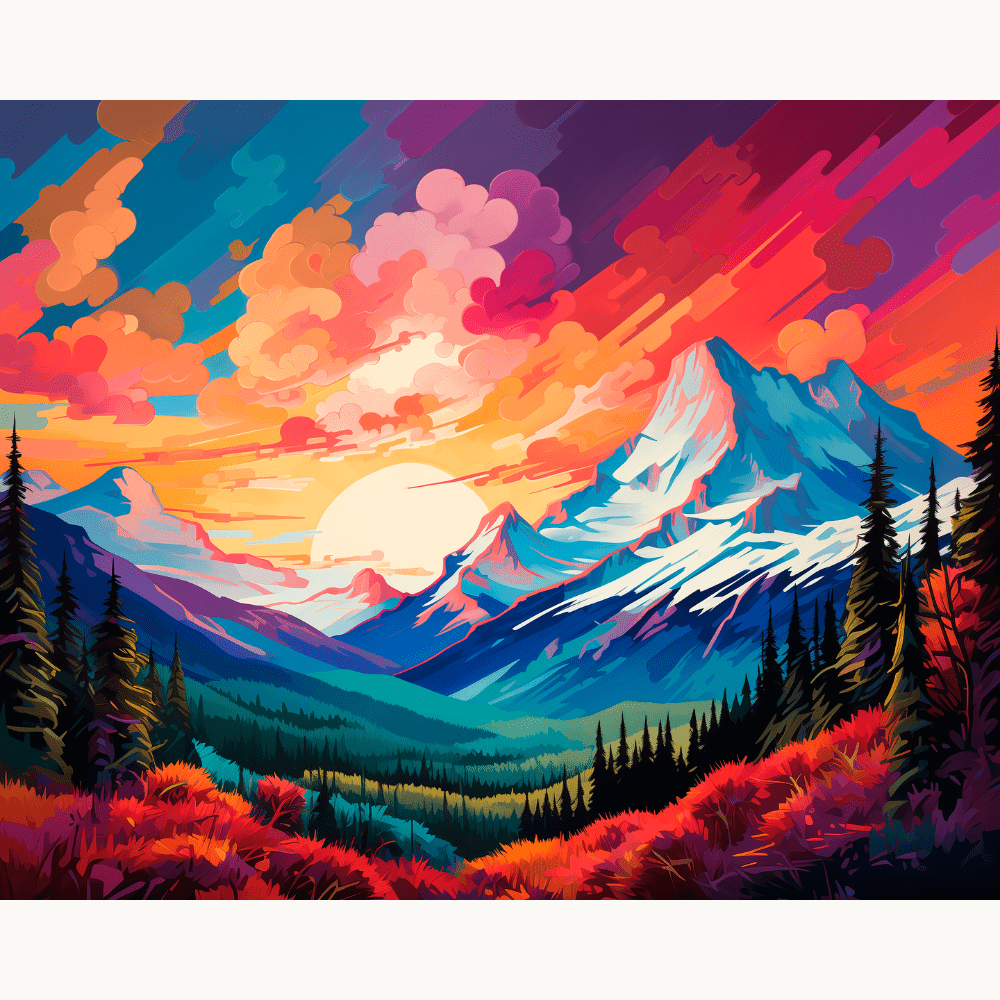 Vibrant Sky Mountain - Number Artist Diamond Painting Kits