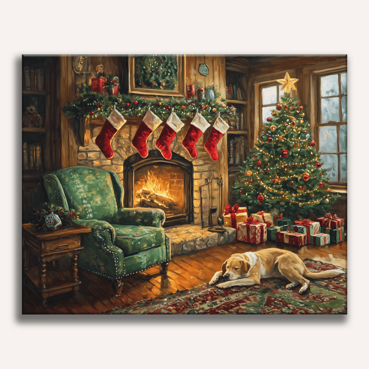 A festive living room scene.