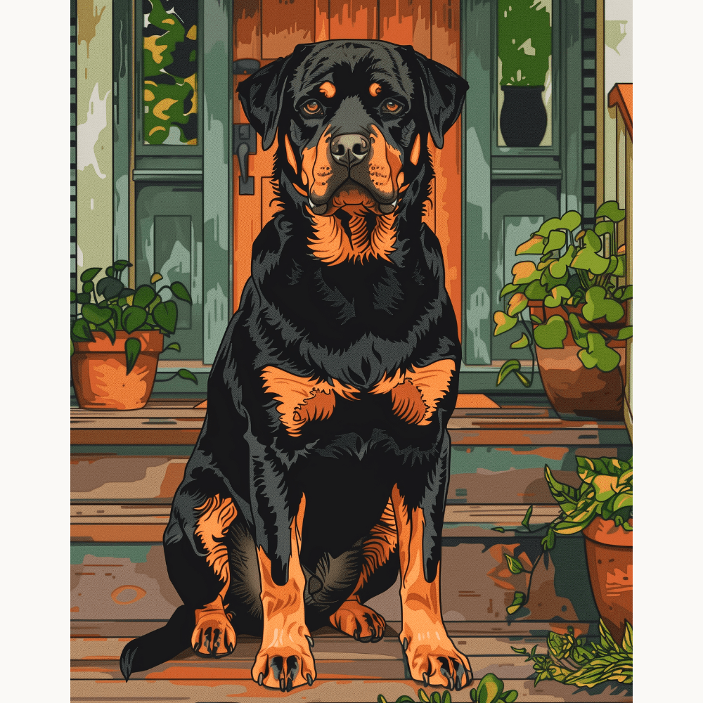 Waiting Rottie - Number Artist Diamond Painting Kits