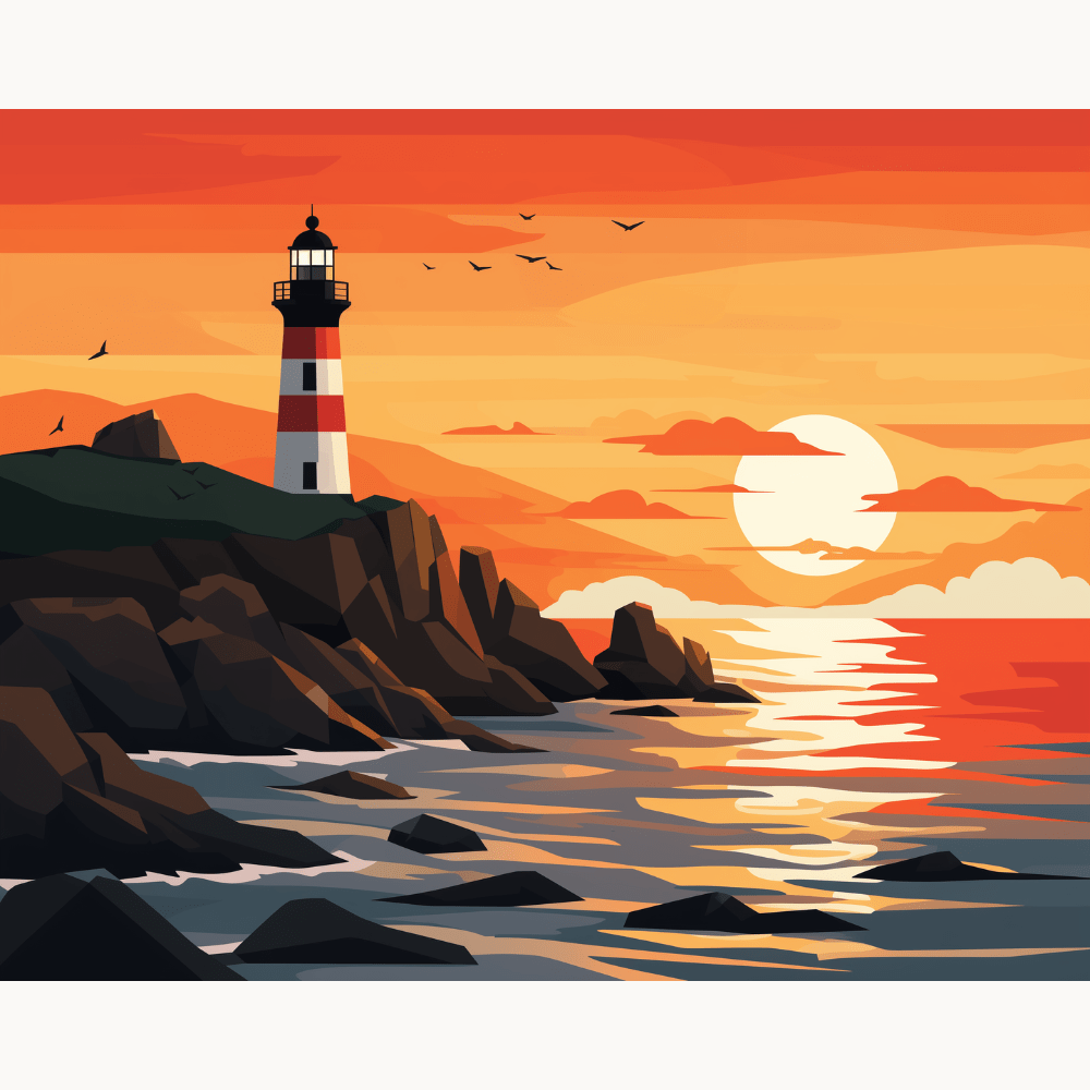 Western Lighthouse - Number Artist Diamond Painting Kits