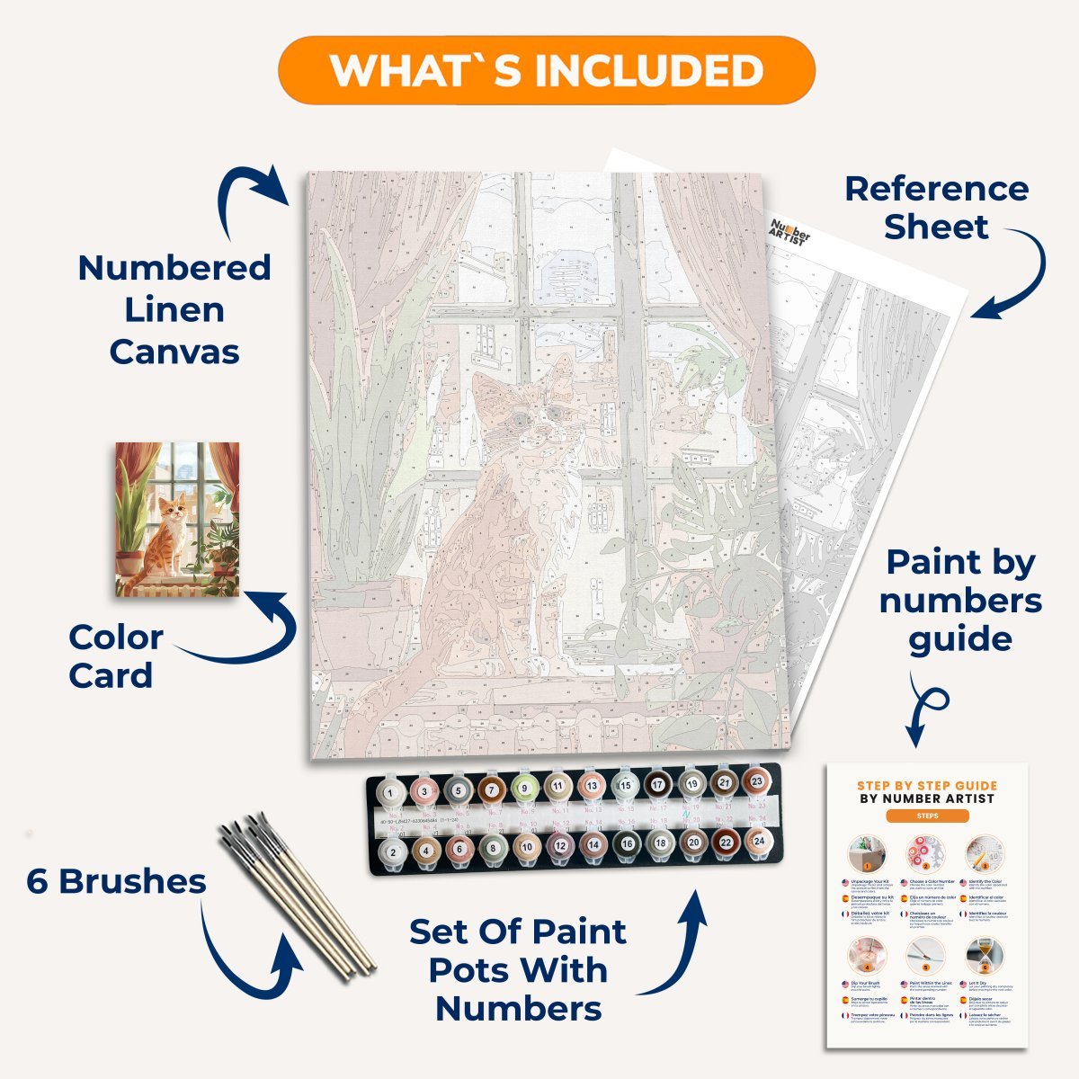 Windowsill Kitten - Number Artist Diamond Painting Kits