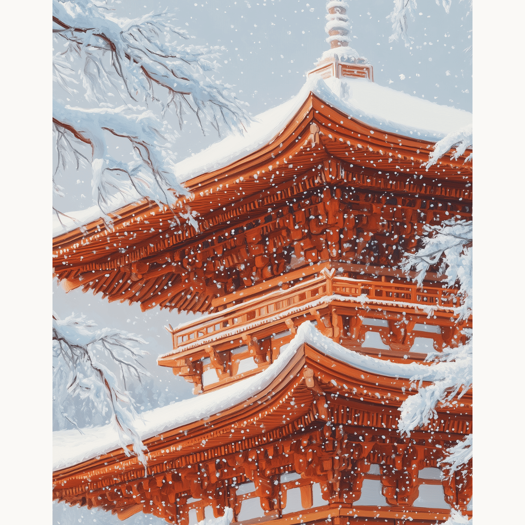 Winter Pagoda - Number Artist Diamond Painting Kits