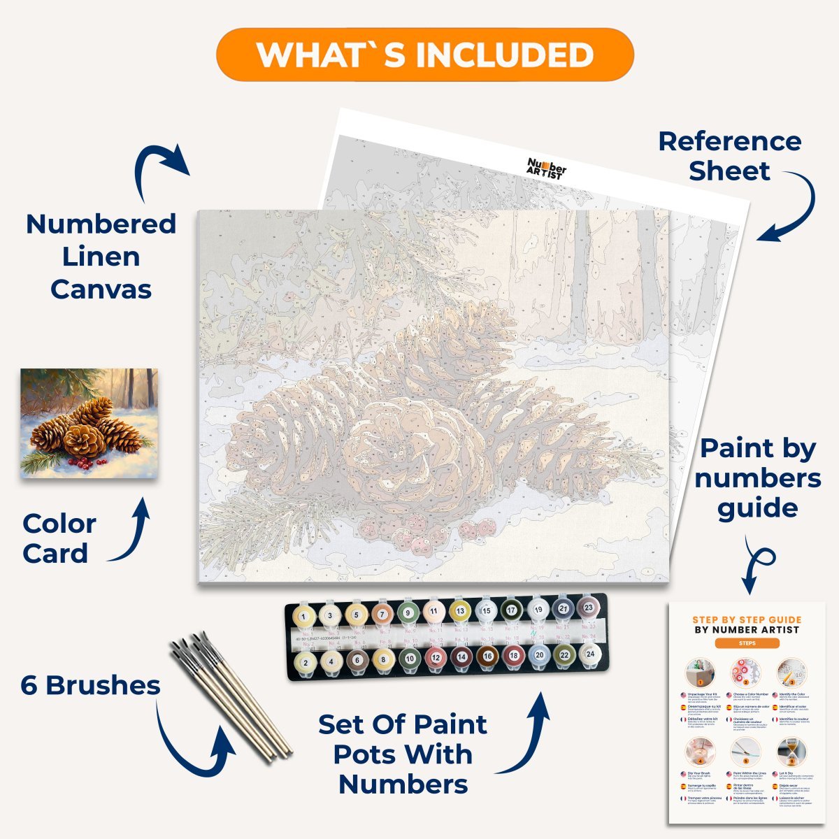 Winter Pinecones - Number Artist Diamond Painting Kits