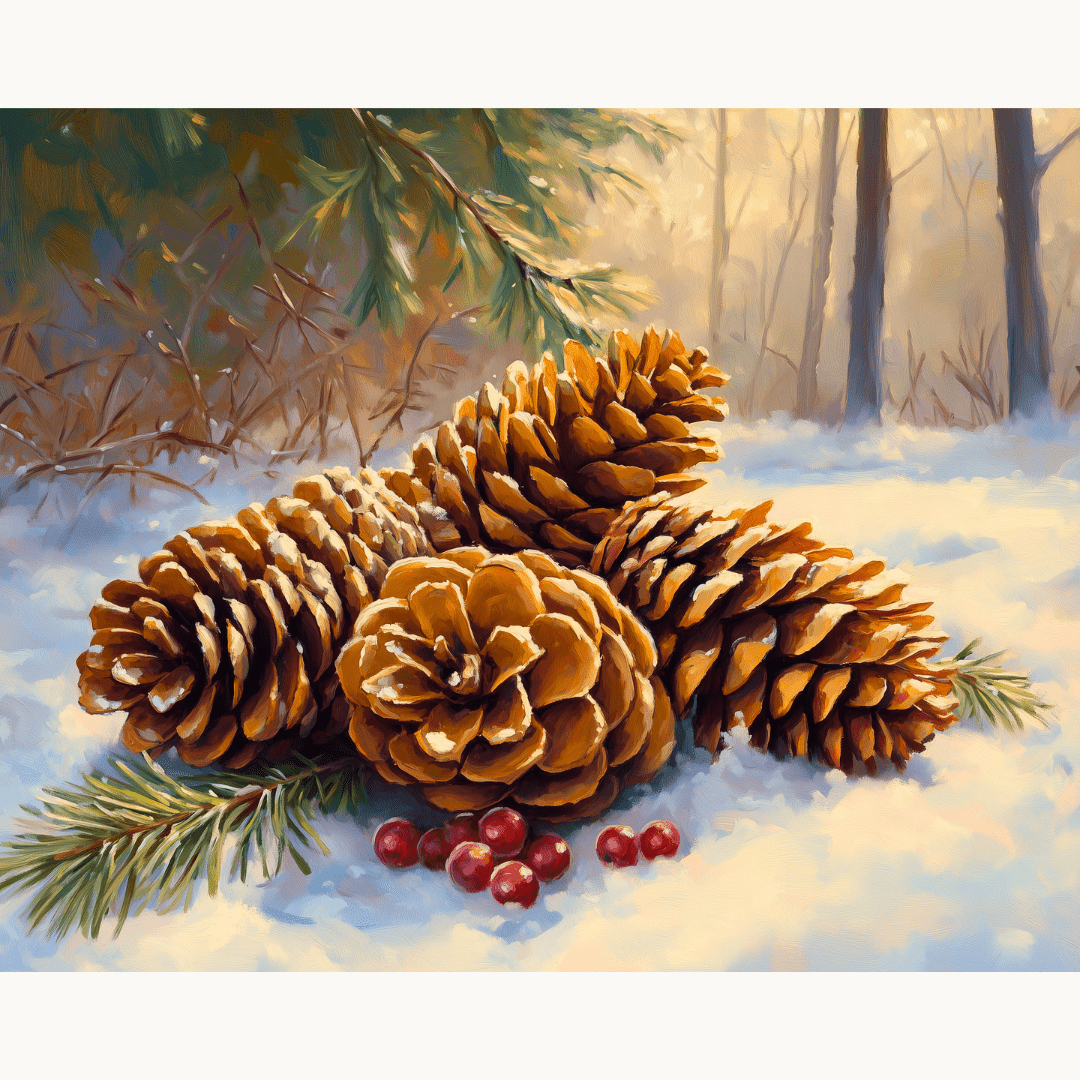 Winter Pinecones - Number Artist Diamond Painting Kits