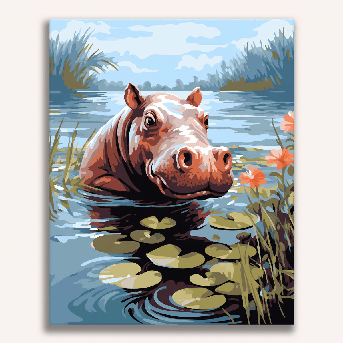 Young Hippo - Number Artist Diamond Painting Kits